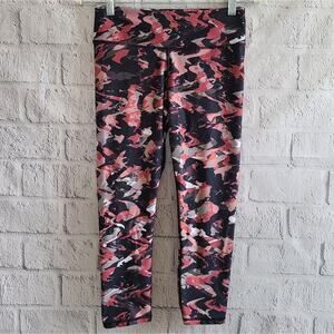 Fabletics Mid Rise PowerHold Black And Pink Colorful Leggings SZ XS